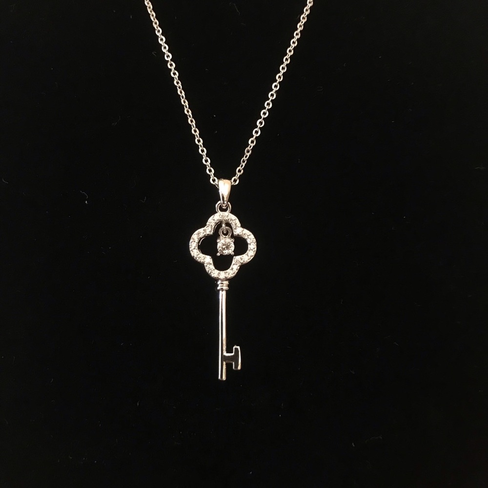 key pendant silver necklace 16” to 18”